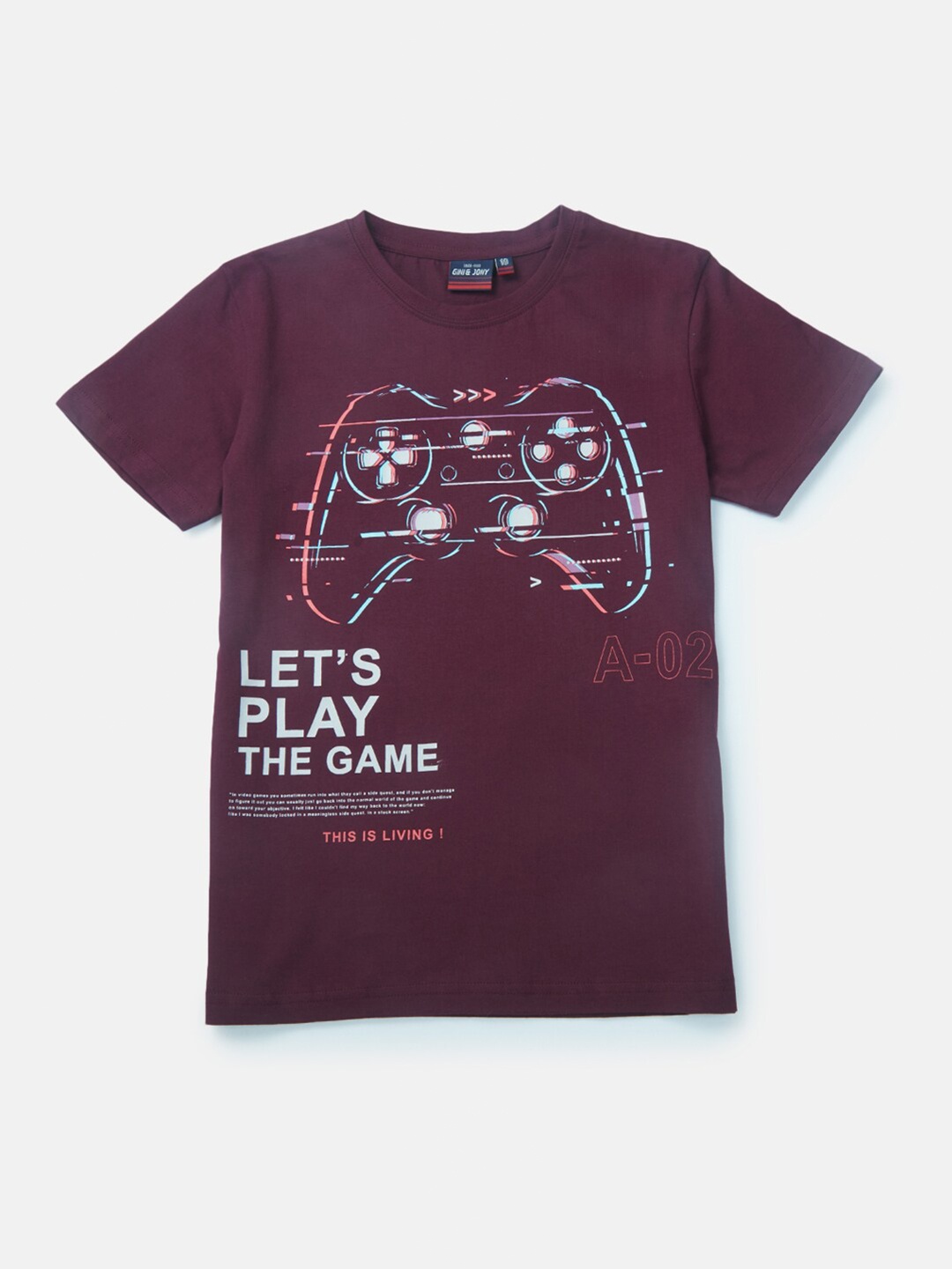 

Gini and Jony Boys Maroon Printed T-shirt