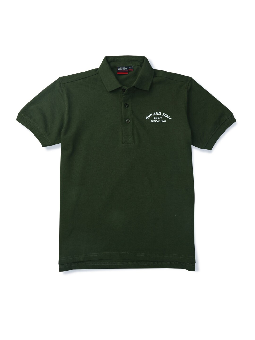 

Gini and Jony Boys Olive Green Polo Collar T-shirt