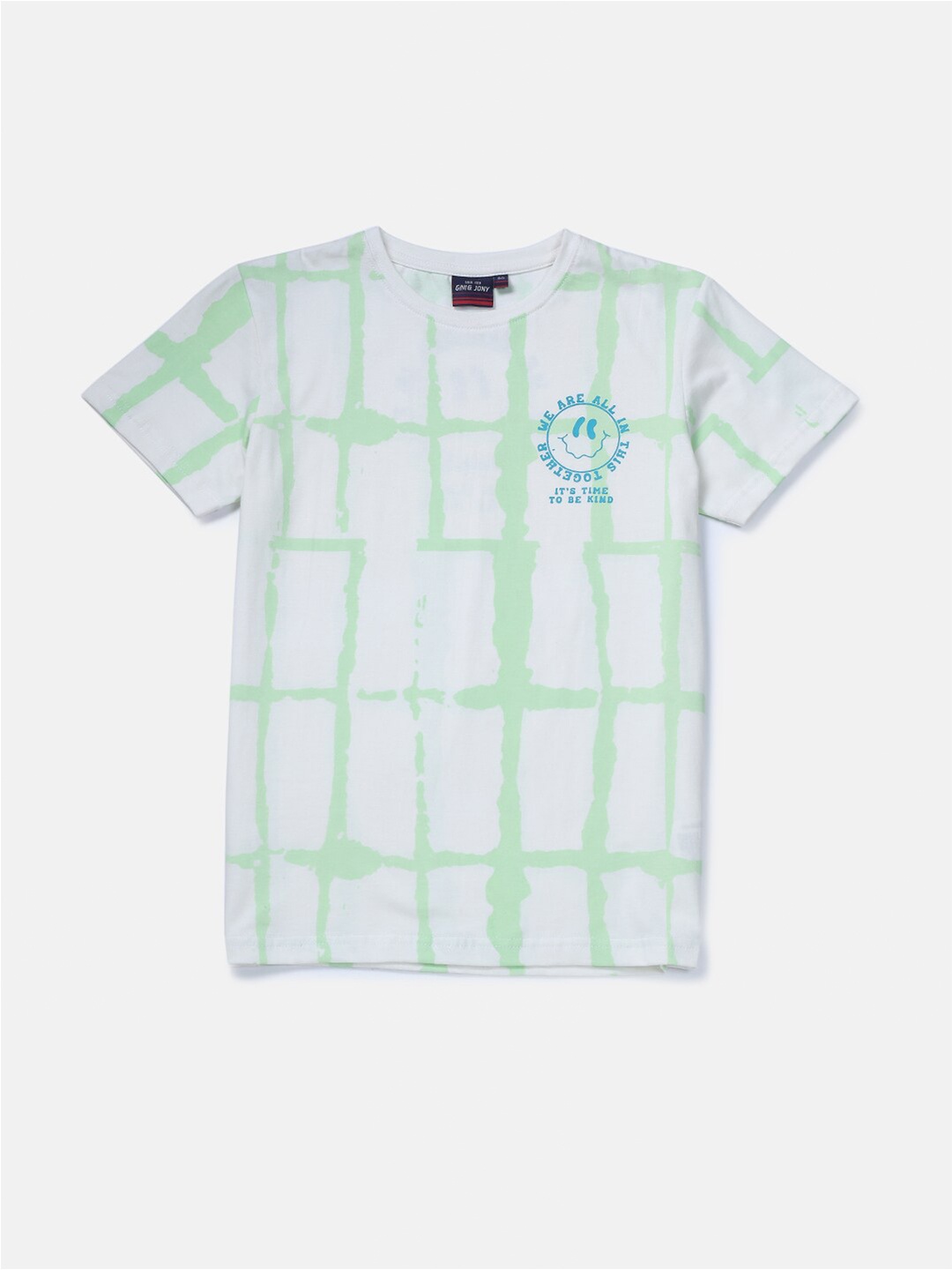 

Gini and Jony Boys Off White & Green Printed T-shirt