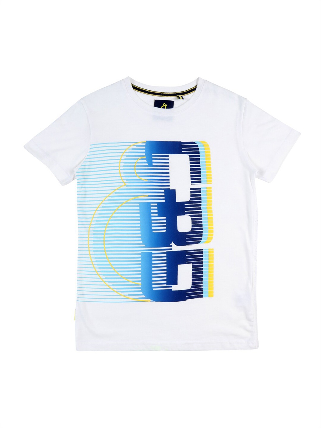 

Gini and Jony Boys White & Blue Printed T-shirt