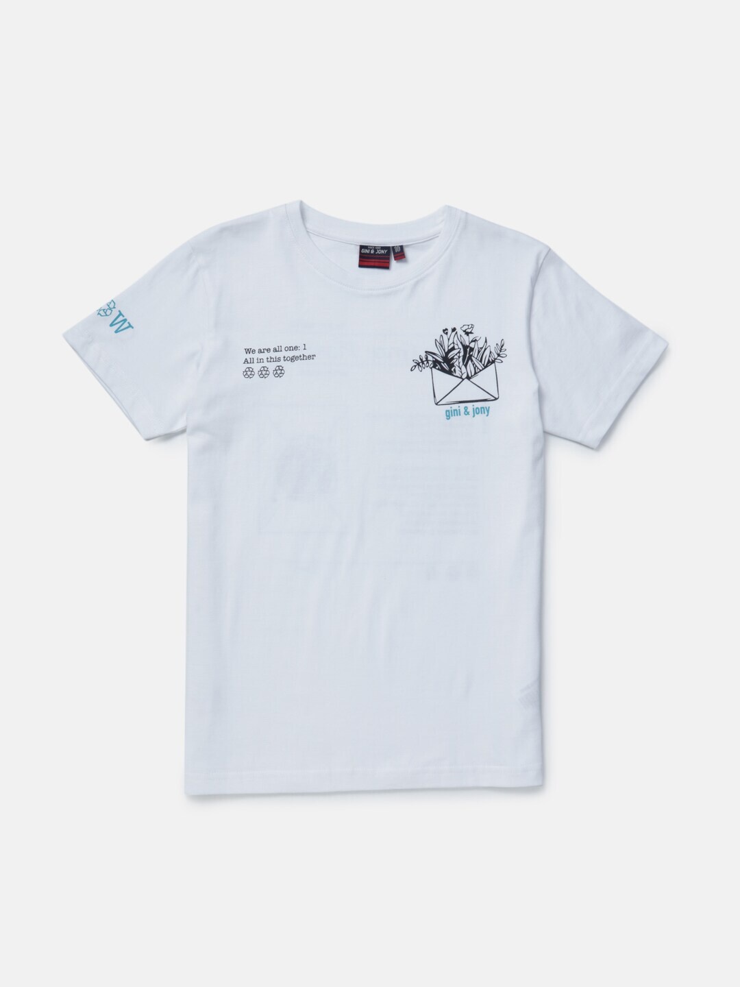 

Gini and Jony Boys White Printed T-shirt