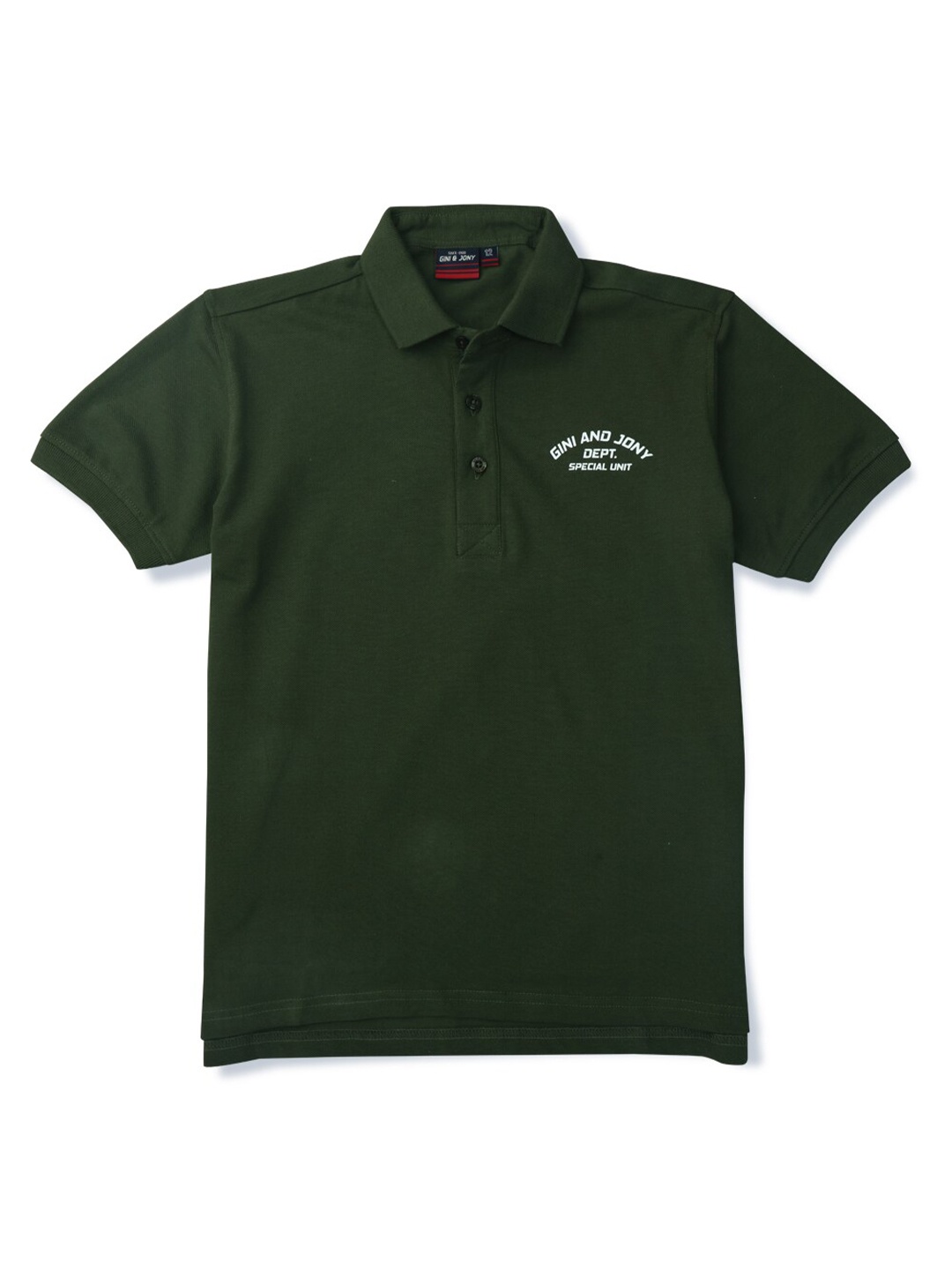 

Gini and Jony Boys Olive Green Polo Collar T-shirt
