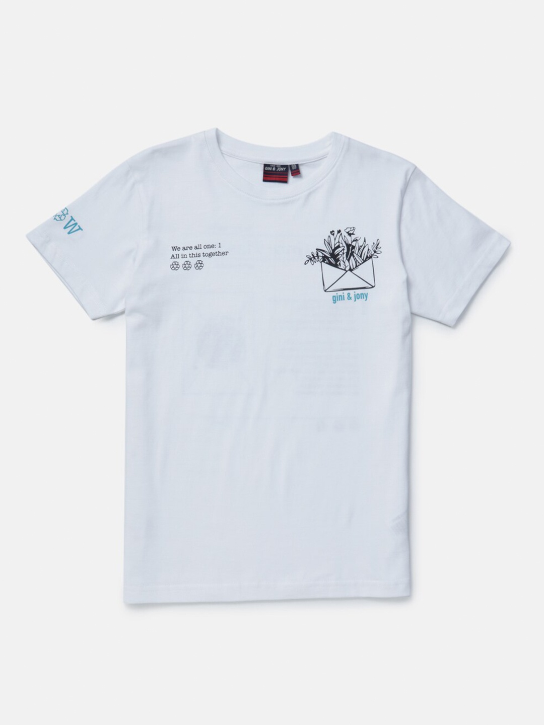 

Gini and Jony Boys White Printed T-shirt