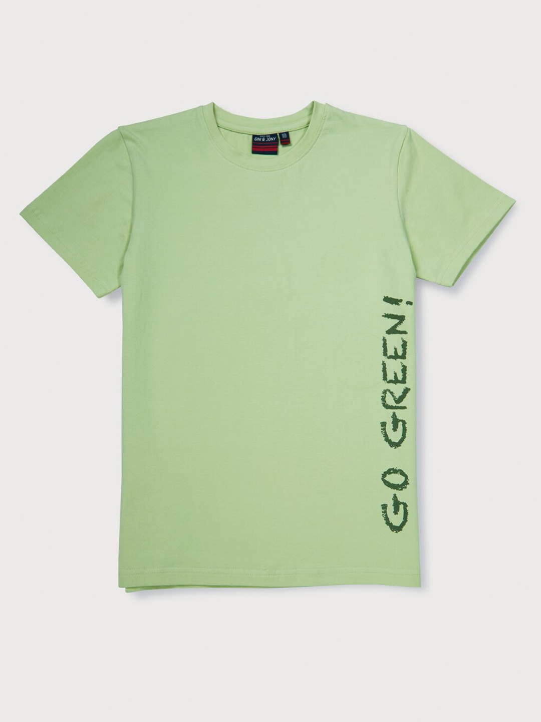 

Gini and Jony Boys Green Typography Printed T-shirt