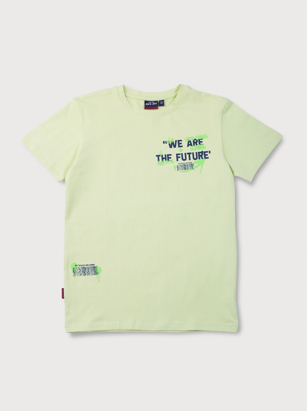

Gini and Jony Boys Green Typography Printed T-shirt