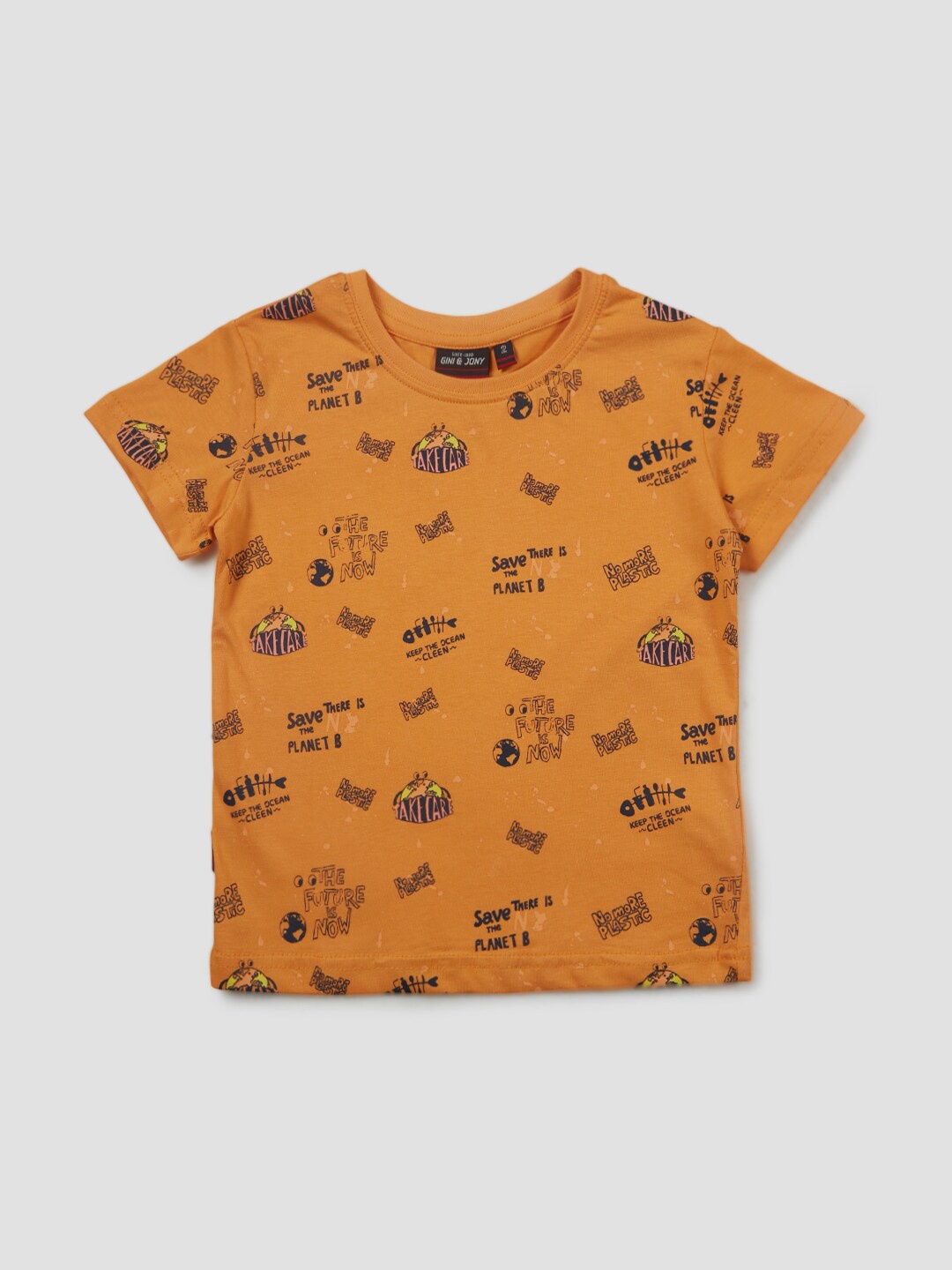 

Gini and Jony Boys Orange Printed T-shirt