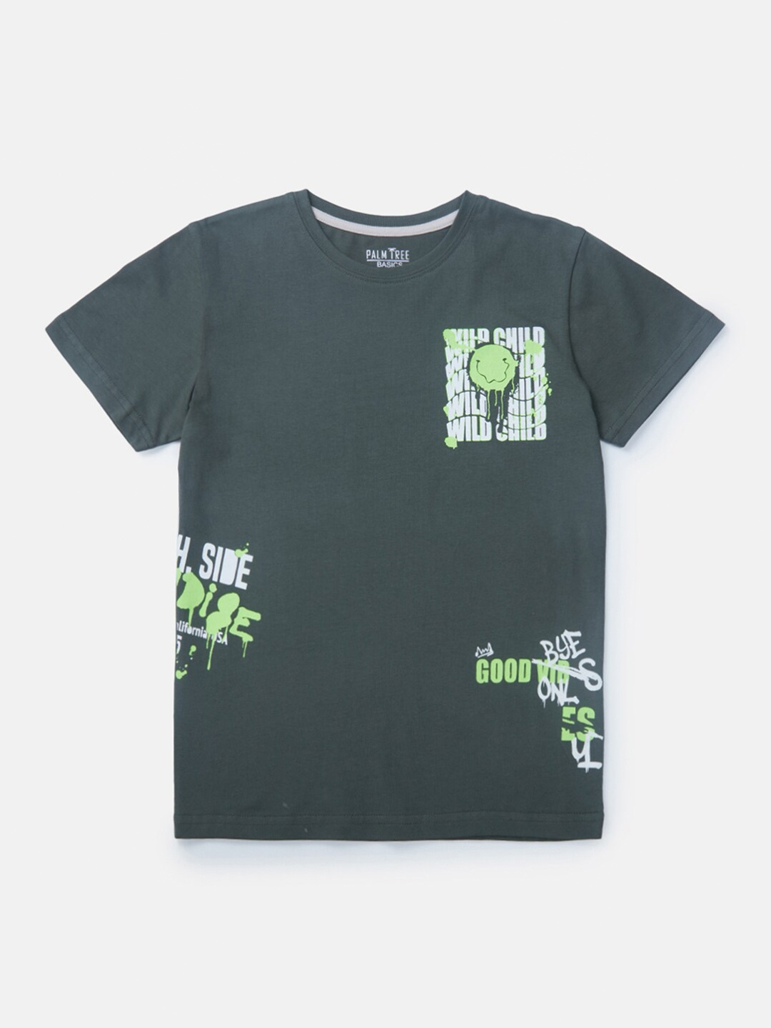 

Palm Tree Boys Olive Green Printed T-shirt