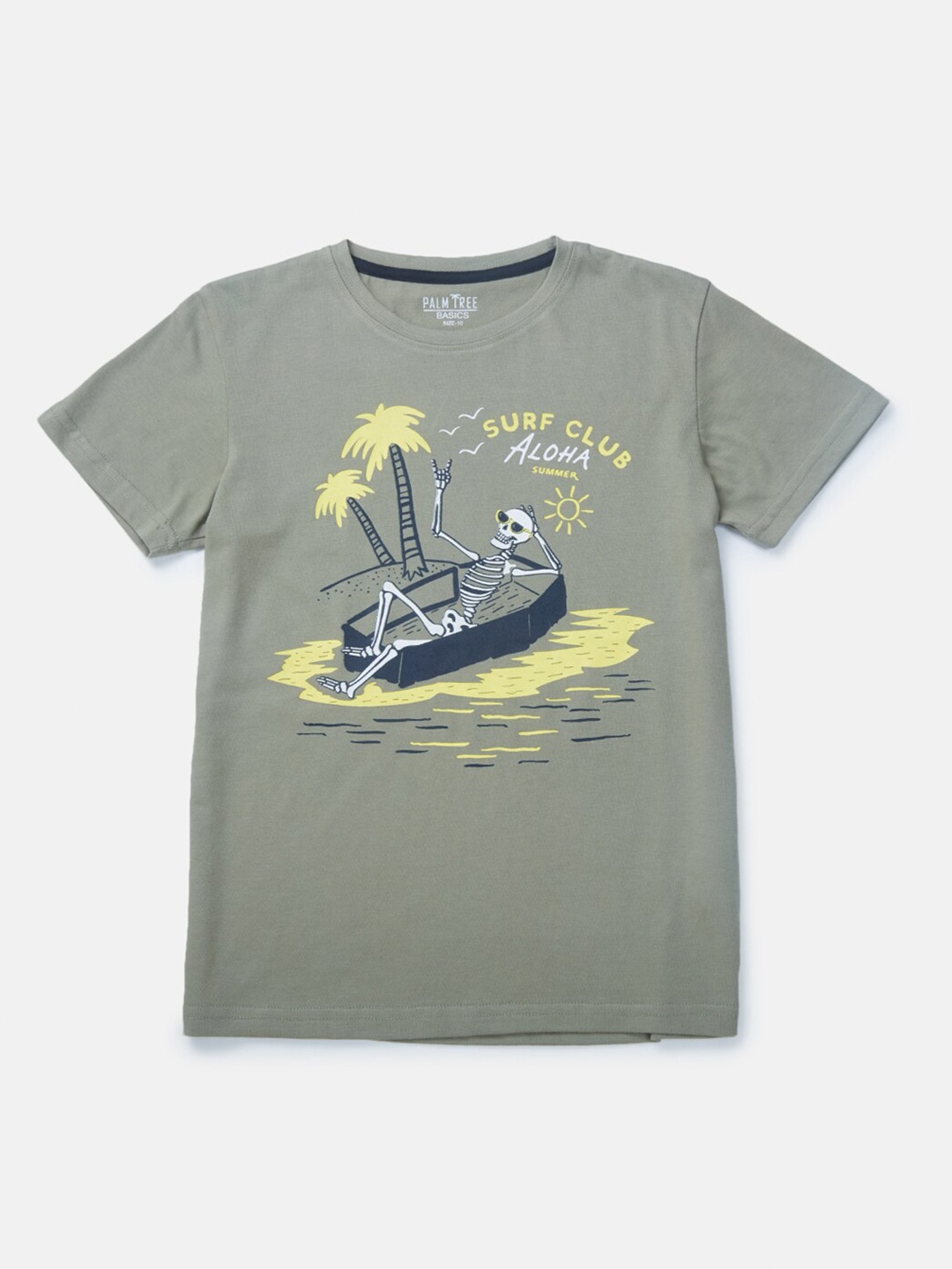 

Palm Tree Boys Olive Green Printed T-shirt