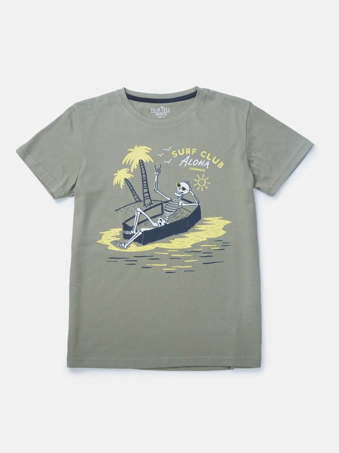 

Palm Tree Boys Olive Green Printed T-shirt