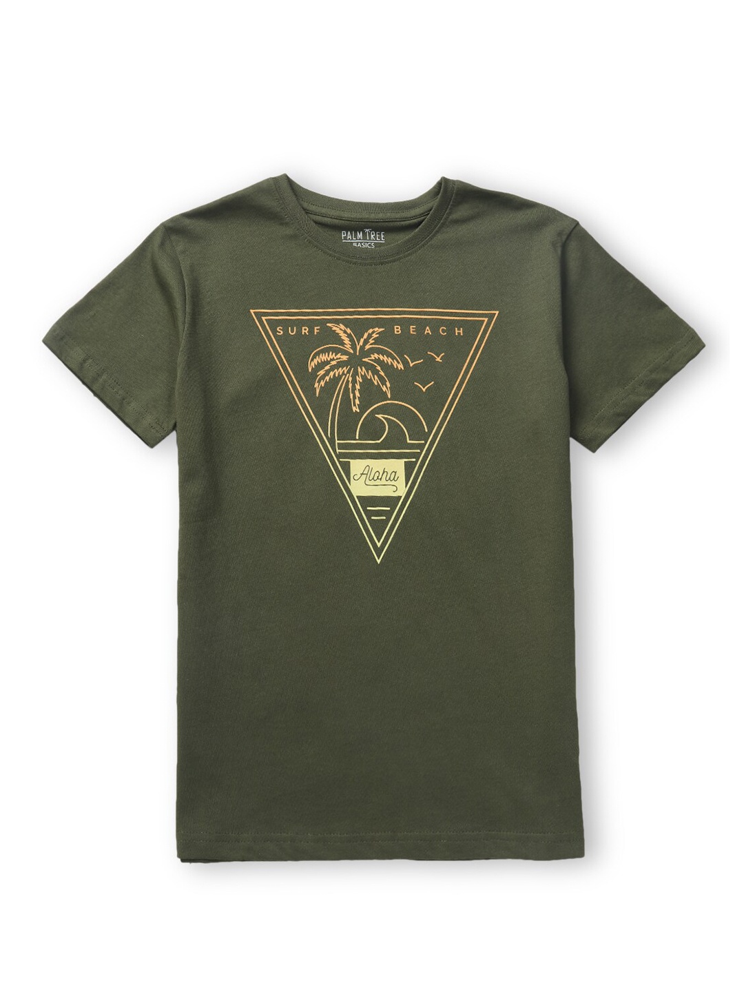 

Palm Tree Boys Olive Green Printed T-shirt