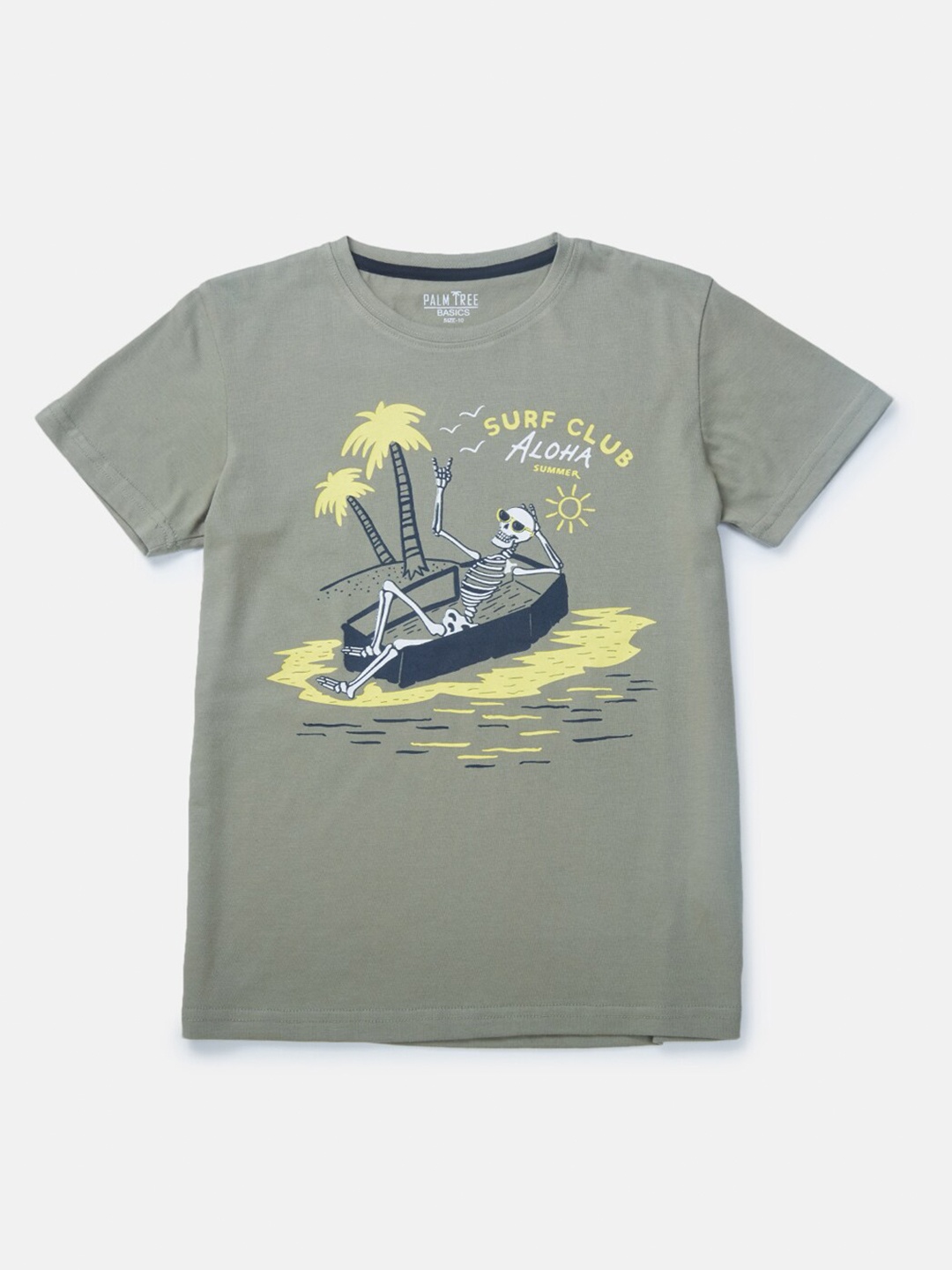 

Palm Tree Boys Olive Green Printed T-shirt