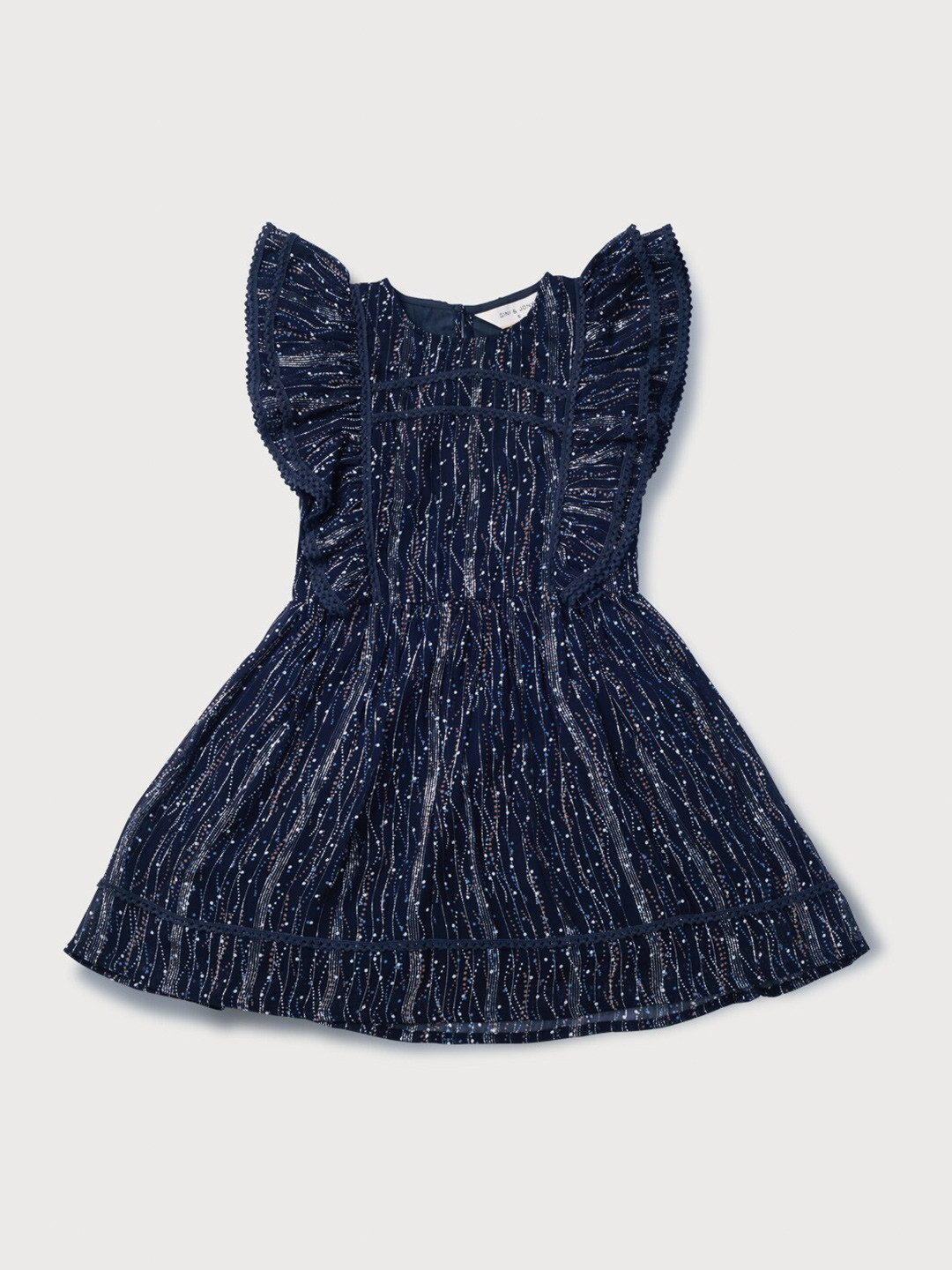 

Gini and Jony Girls Blue Embellished Dress