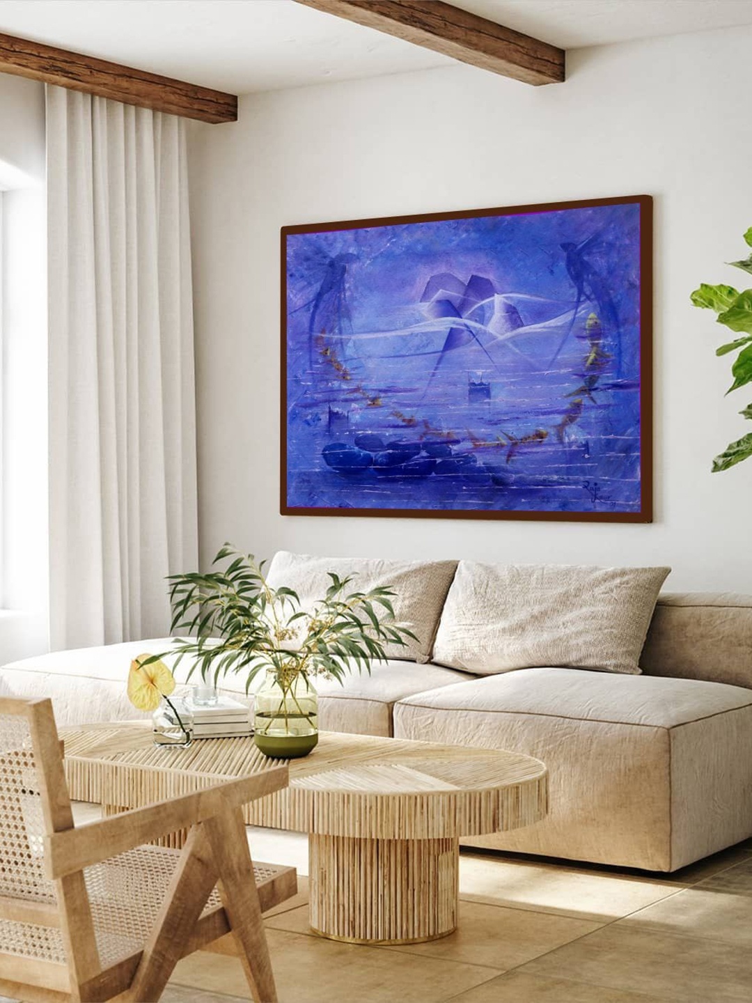 

The Art House Blue Abstract Framed Wall Painting