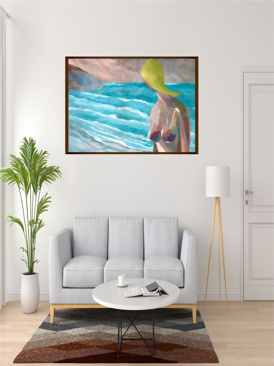 

The Art House Blue & Pink Abstract Painting Framed Wall Art