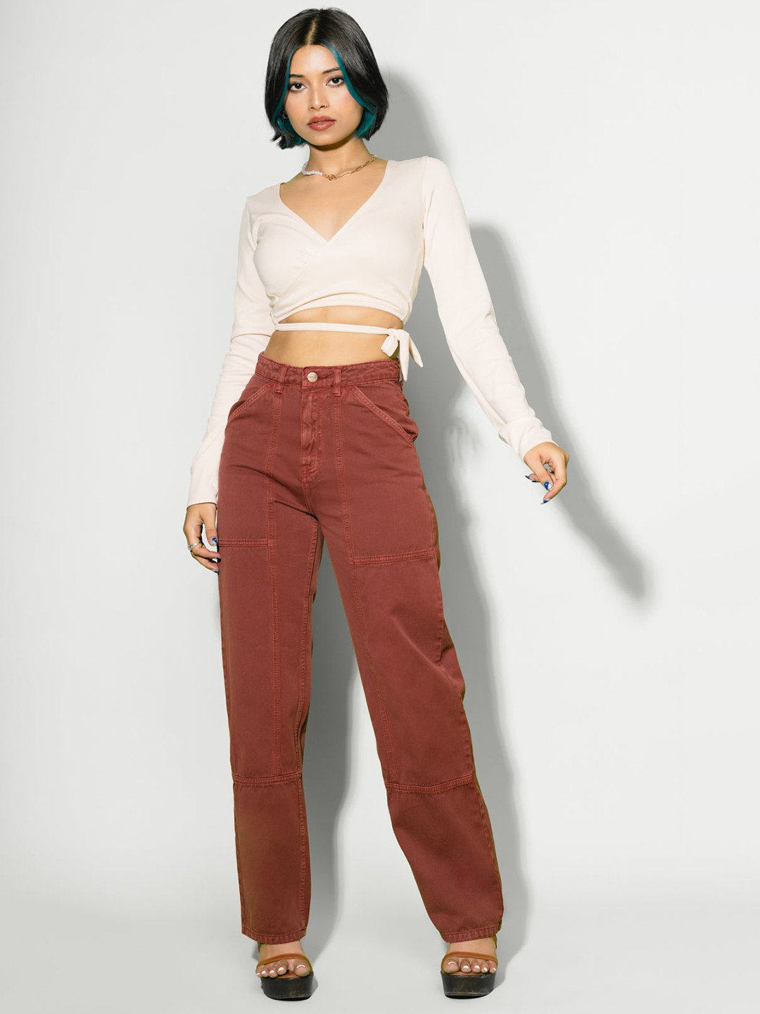 

FREAKINS Women Brown Straight Fit High-Rise Jeans