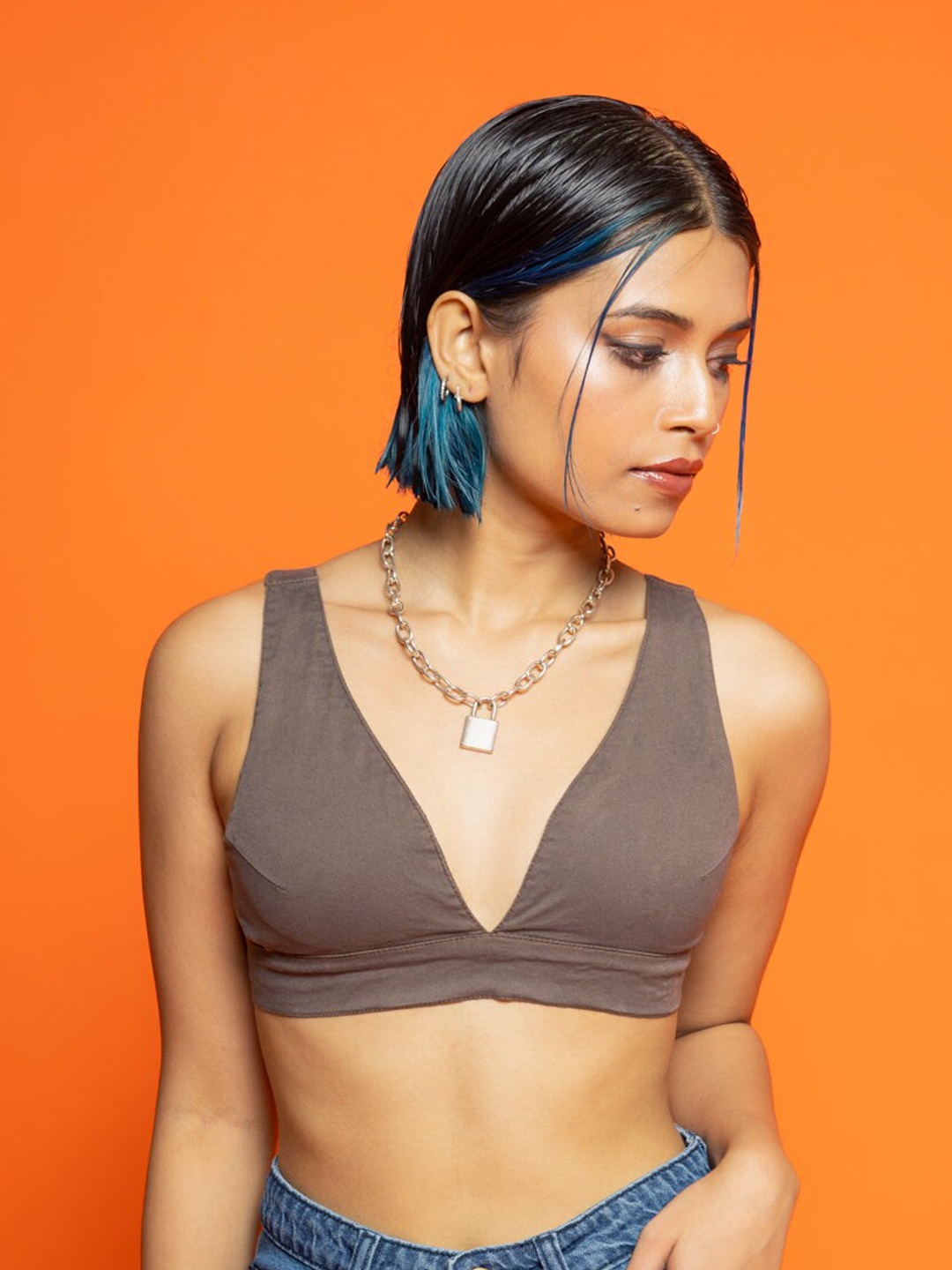 

FREAKINS Brown Bralette Crop Top
