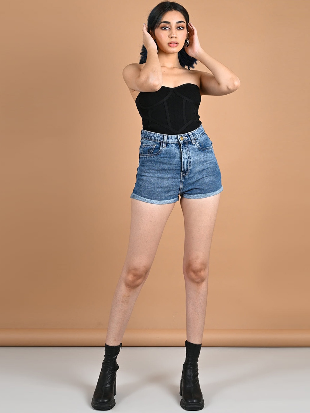 

FREAKINS Women Blue Washed Shorts