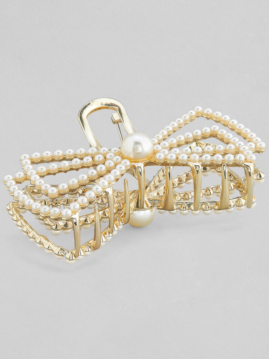 

Rubans Women Gold-Toned & White Gold Plated Beaded Claw Clip