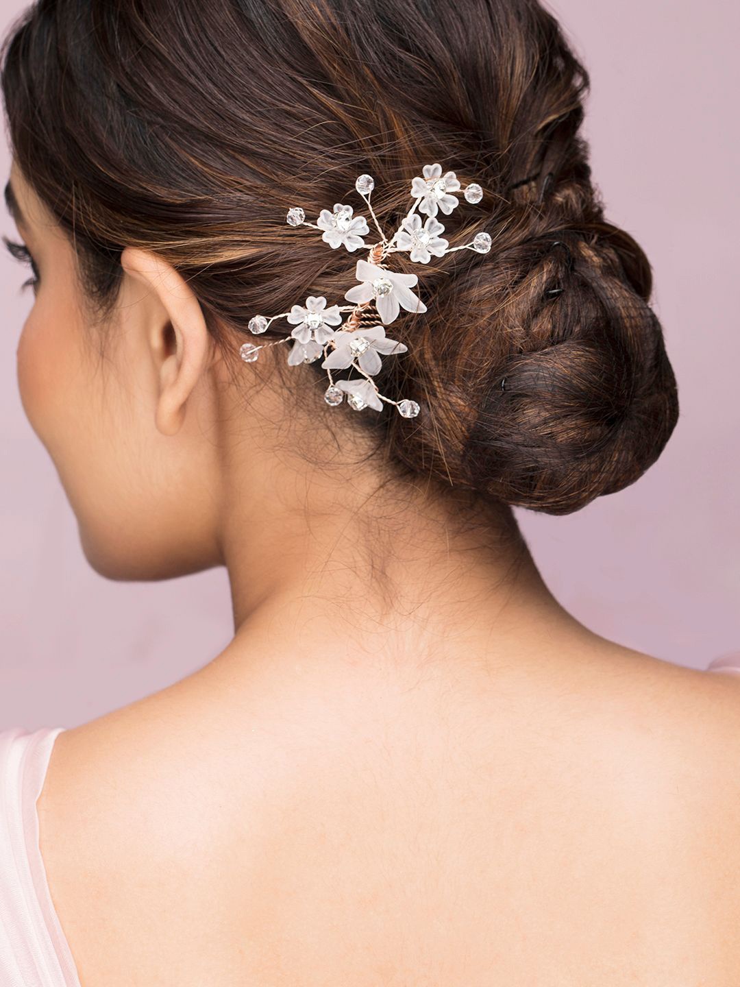 

Rubans Women Gold-Toned & White Beaded Comb Pin