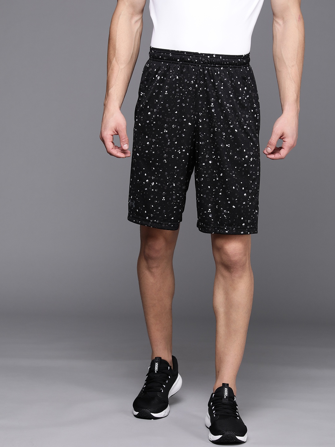 

UNDER ARMOUR Men Black Tech Printed Loose Fit Sports Shorts