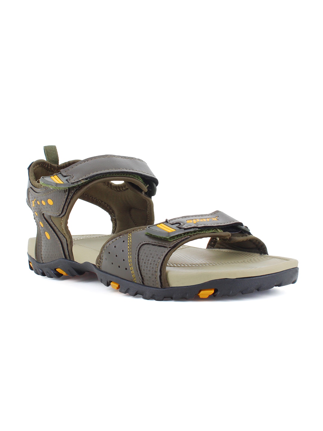 

Sparx Men Grey & Olive-Green Solid Sports Sandals