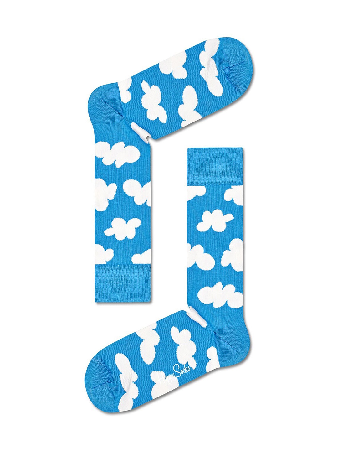 

Happy Socks Unisex Blue & White Patterned Cotton Calf Length Socks