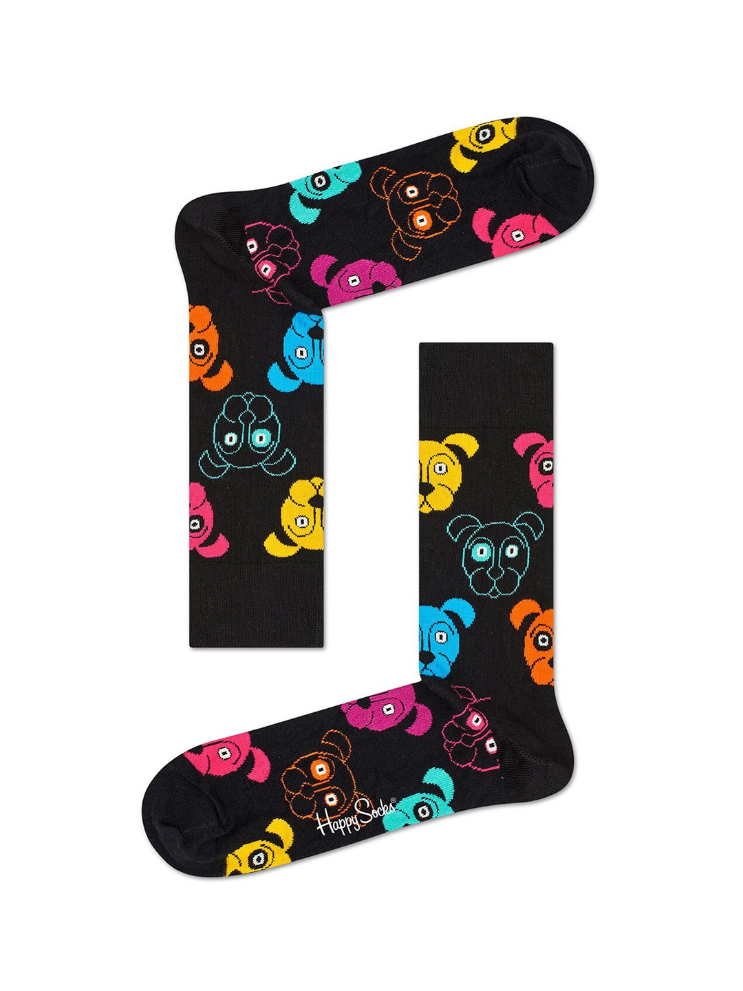 

Happy Socks Unisex Black & Yellow Patterned Calf-Length Socks