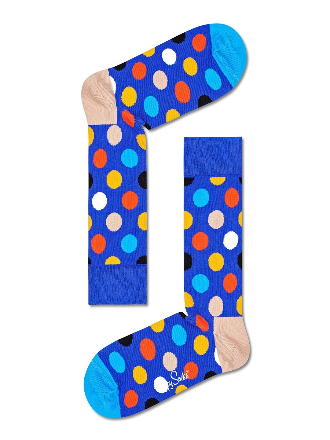 

Happy Socks Unisex Blue & Orange Patterned Cotton Calf-Length Socks