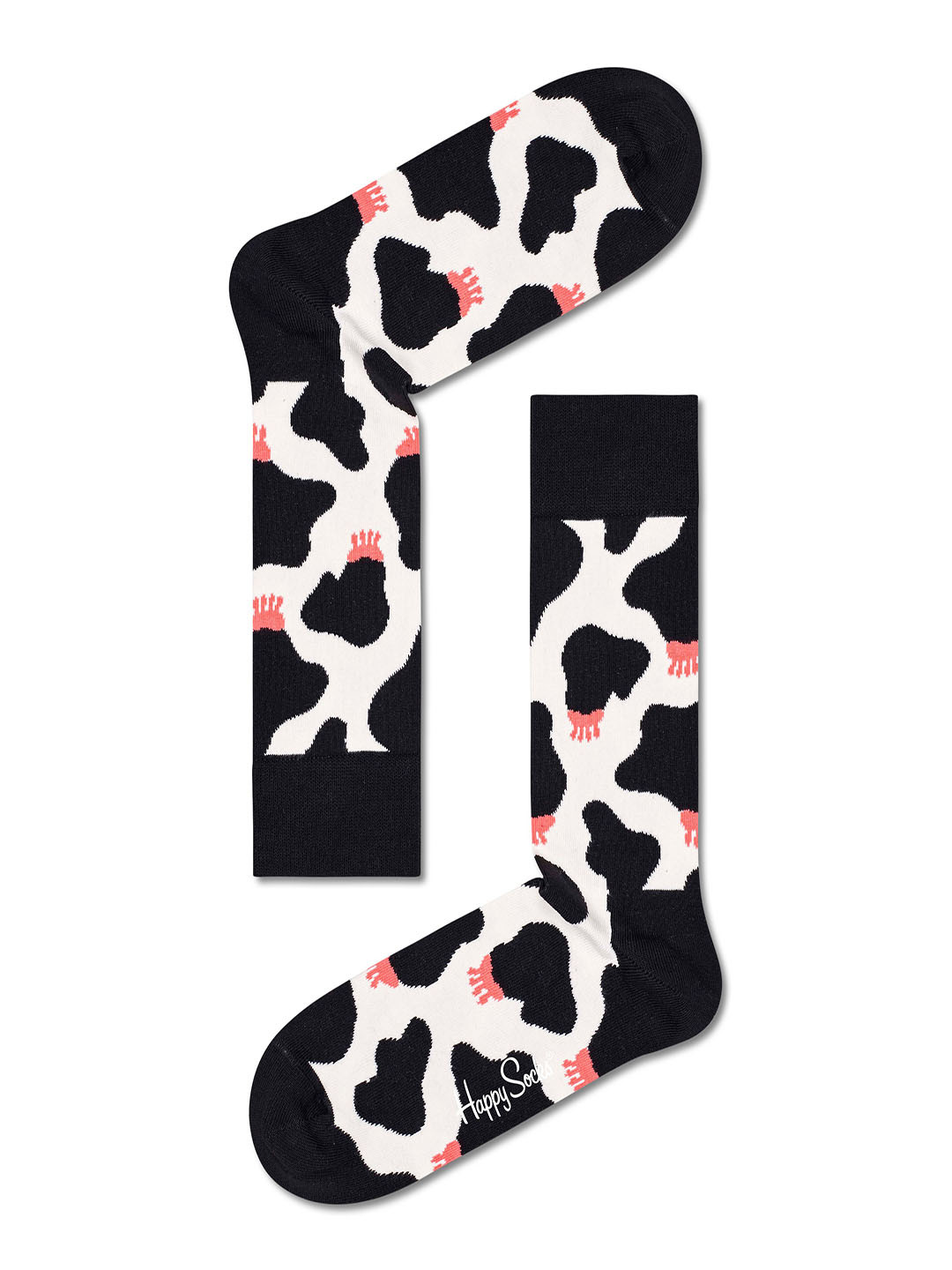 

Happy Socks Unisex Black & White Patterned Cotton Calf-Length Socks
