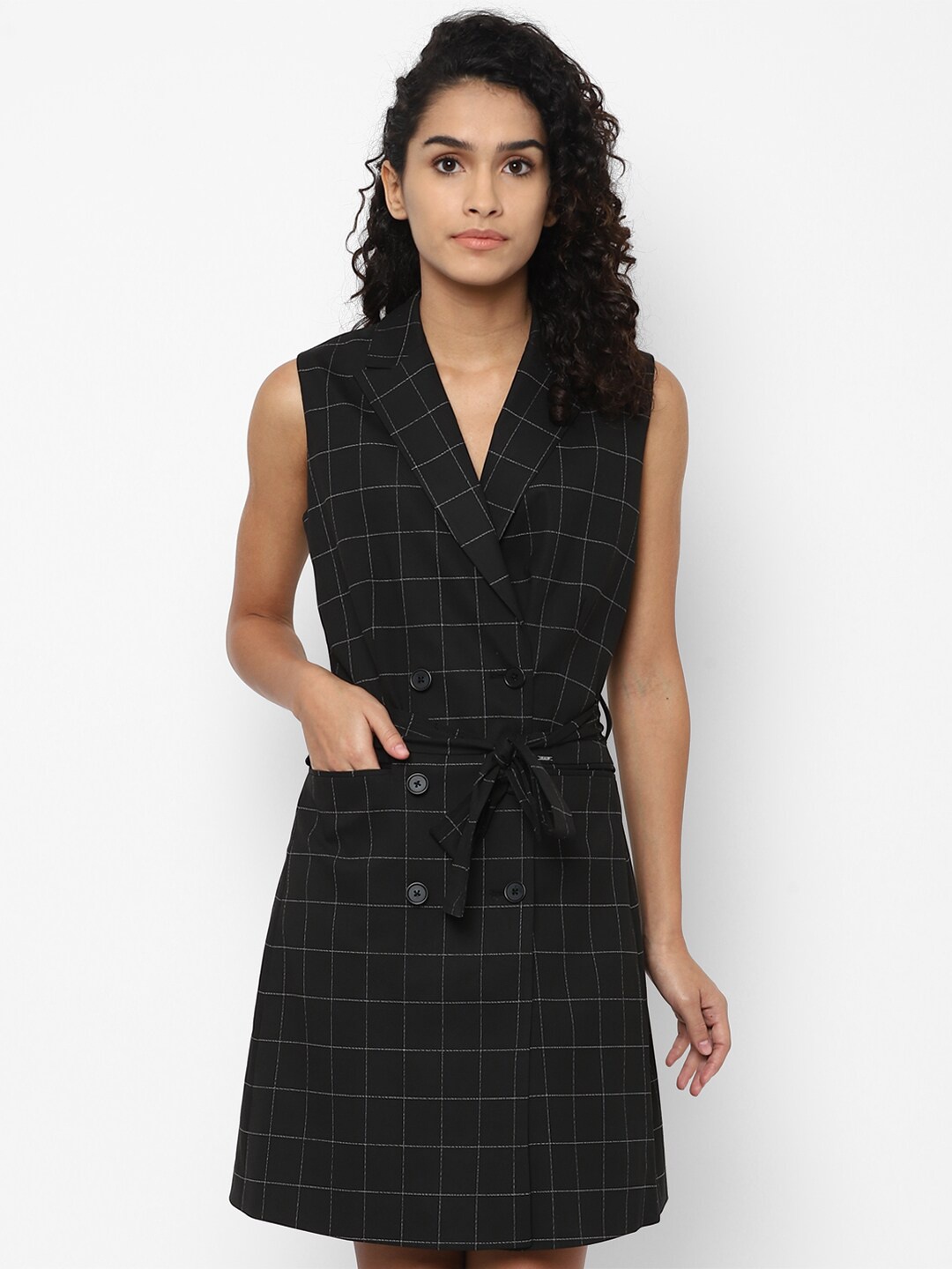

Allen Solly Woman Black Checked Dress