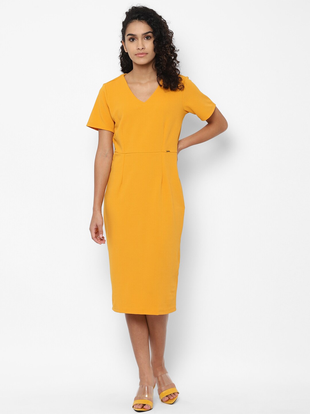

Allen Solly Woman Yellow Sheath Midi Dress