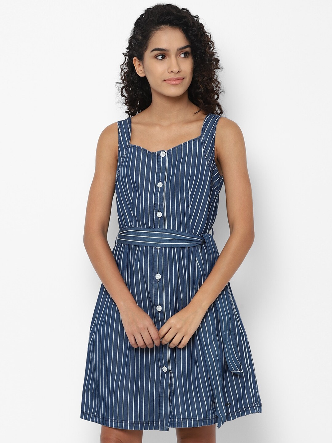 

Allen Solly Woman Blue Striped Dress