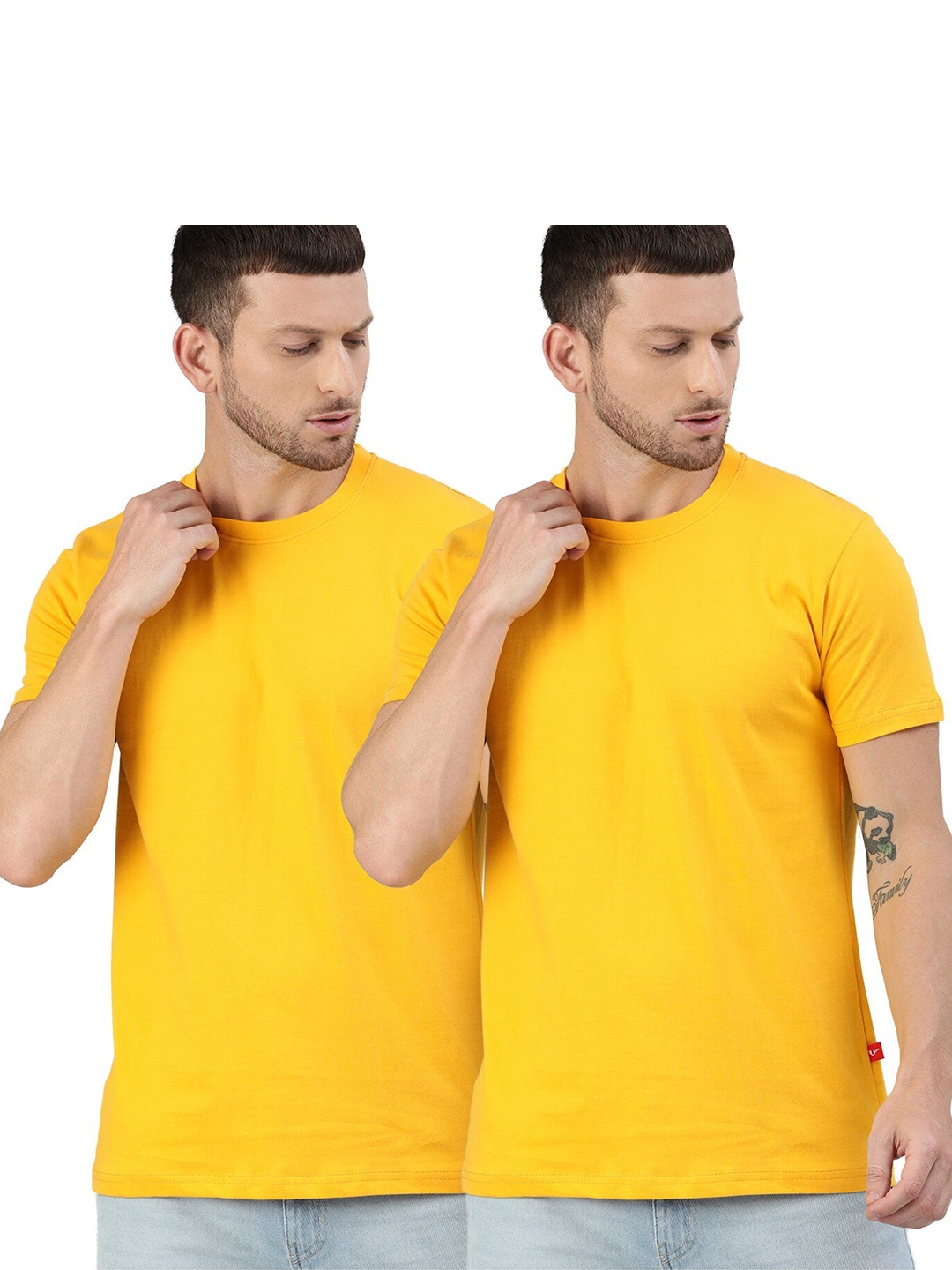 

UNSULLY Men Mustard Yellow Pack of 2 Dri-FIT T-shirt