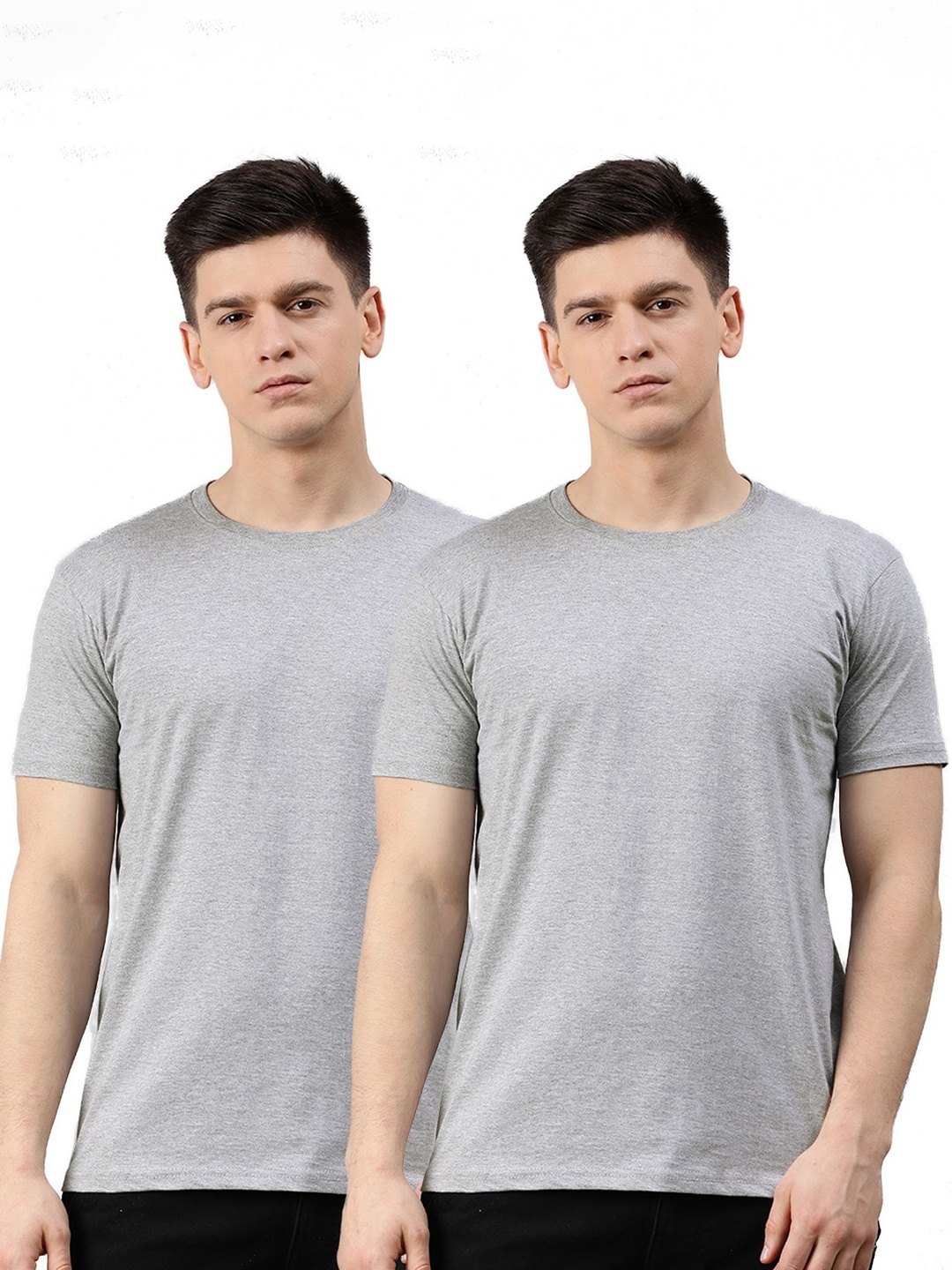 

UNSULLY Men Grey Melange Set Of 2 Dri-FIT T-shirt