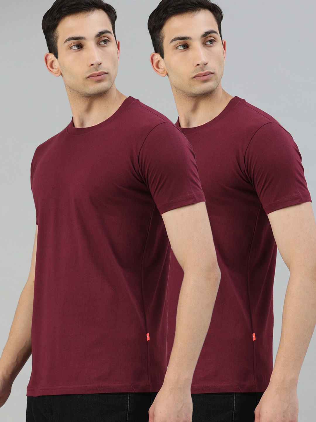 

UNSULLY Men Maroon Solid Pack Of 2 Dri-FIT T-shirts