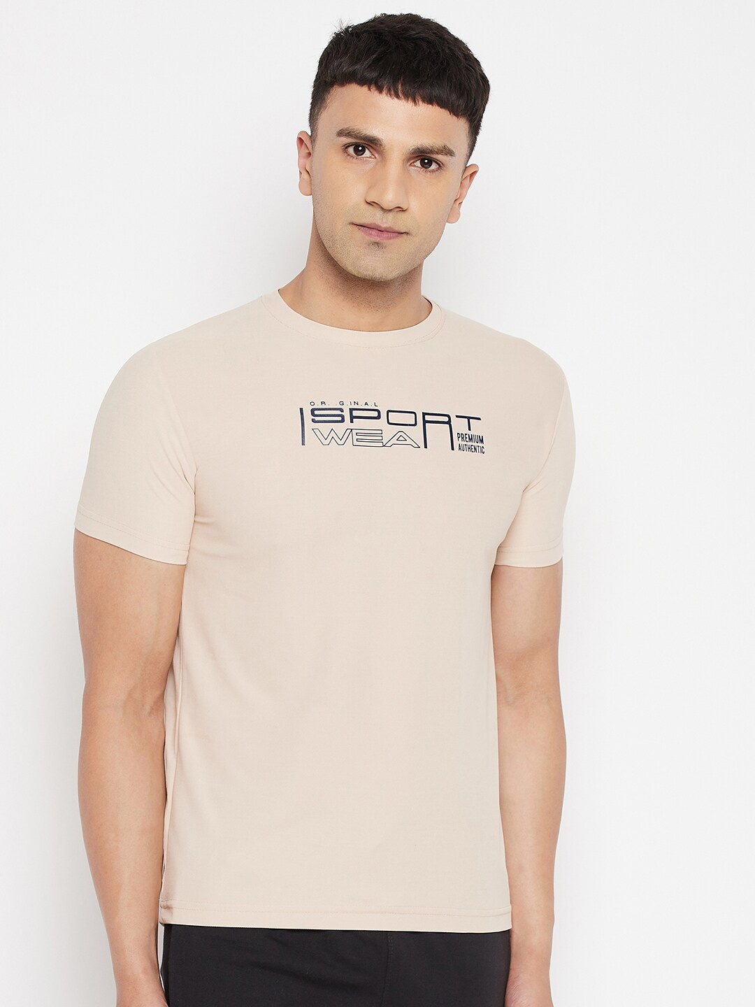 

FirstKrush Men Beige Typography T-shirt