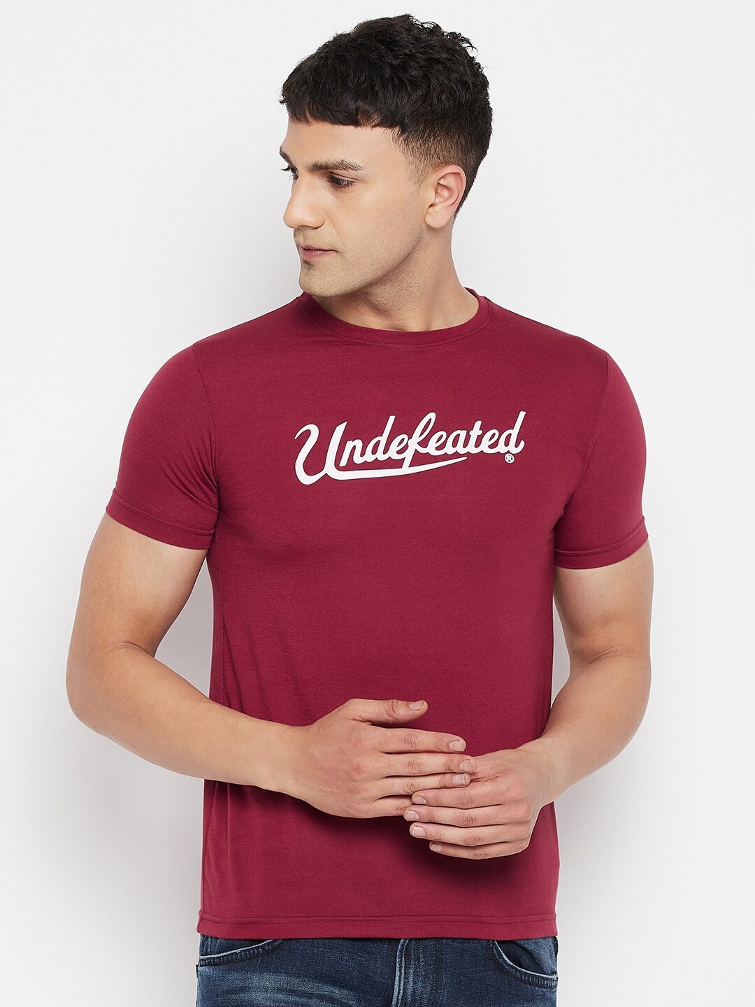 

FirstKrush Men Maroon Typography Training or Gym T-shirt