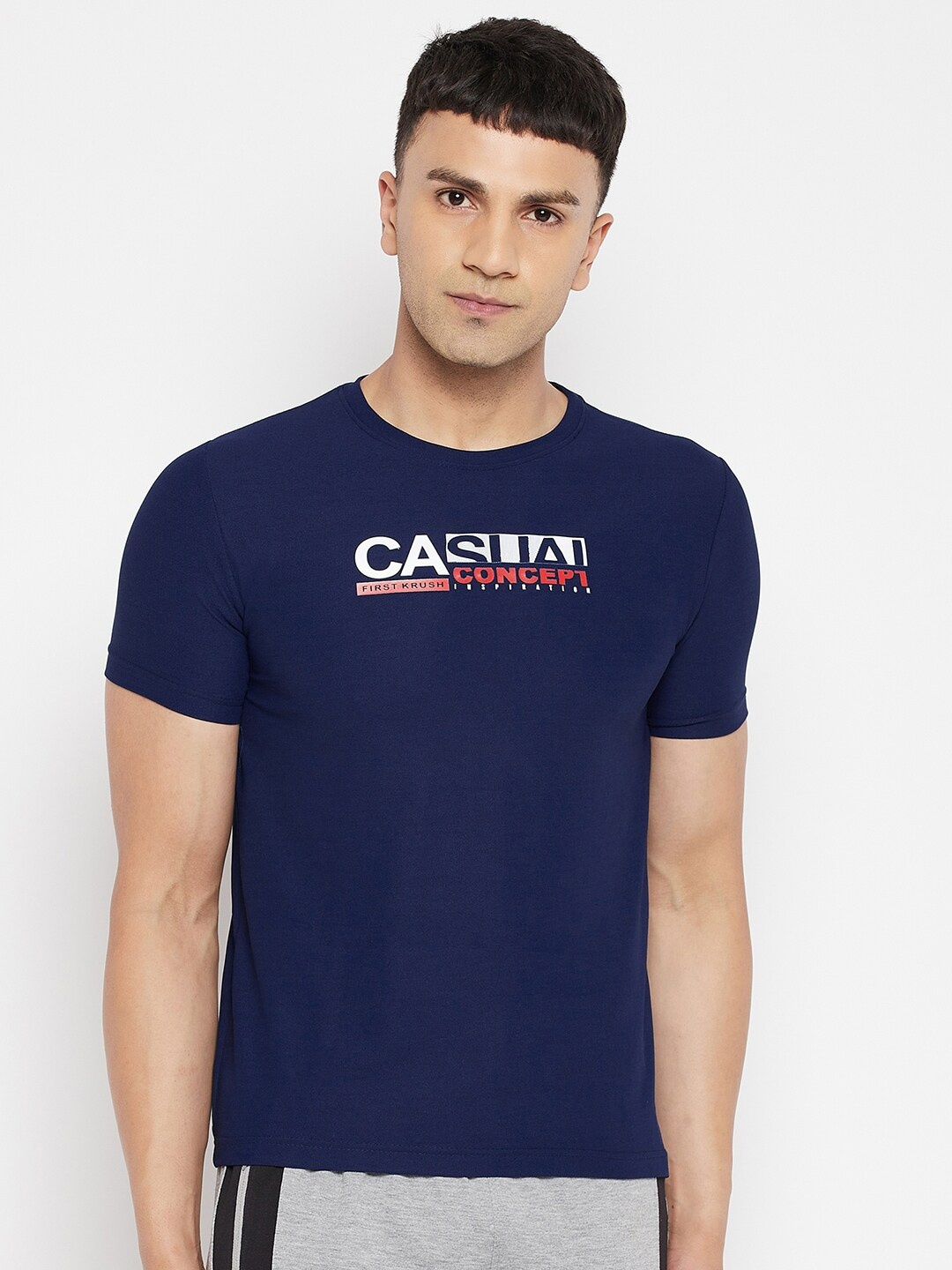 

FirstKrush Men Navy Blue Typography T-shirt