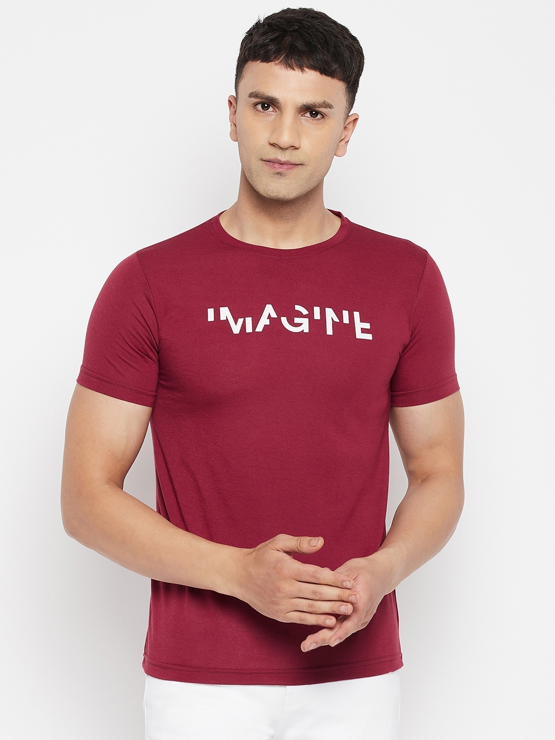 

FirstKrush Men Maroon Typography Printed T-shirt
