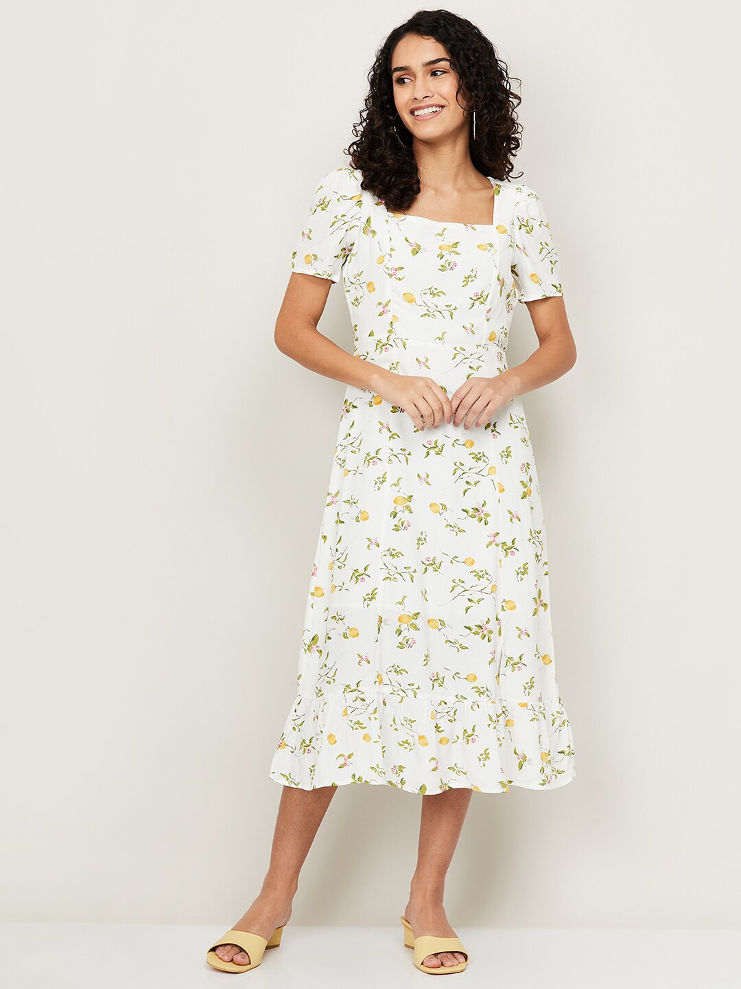 

CODE by Lifestyle Women White Floral A-Line Midi Dress