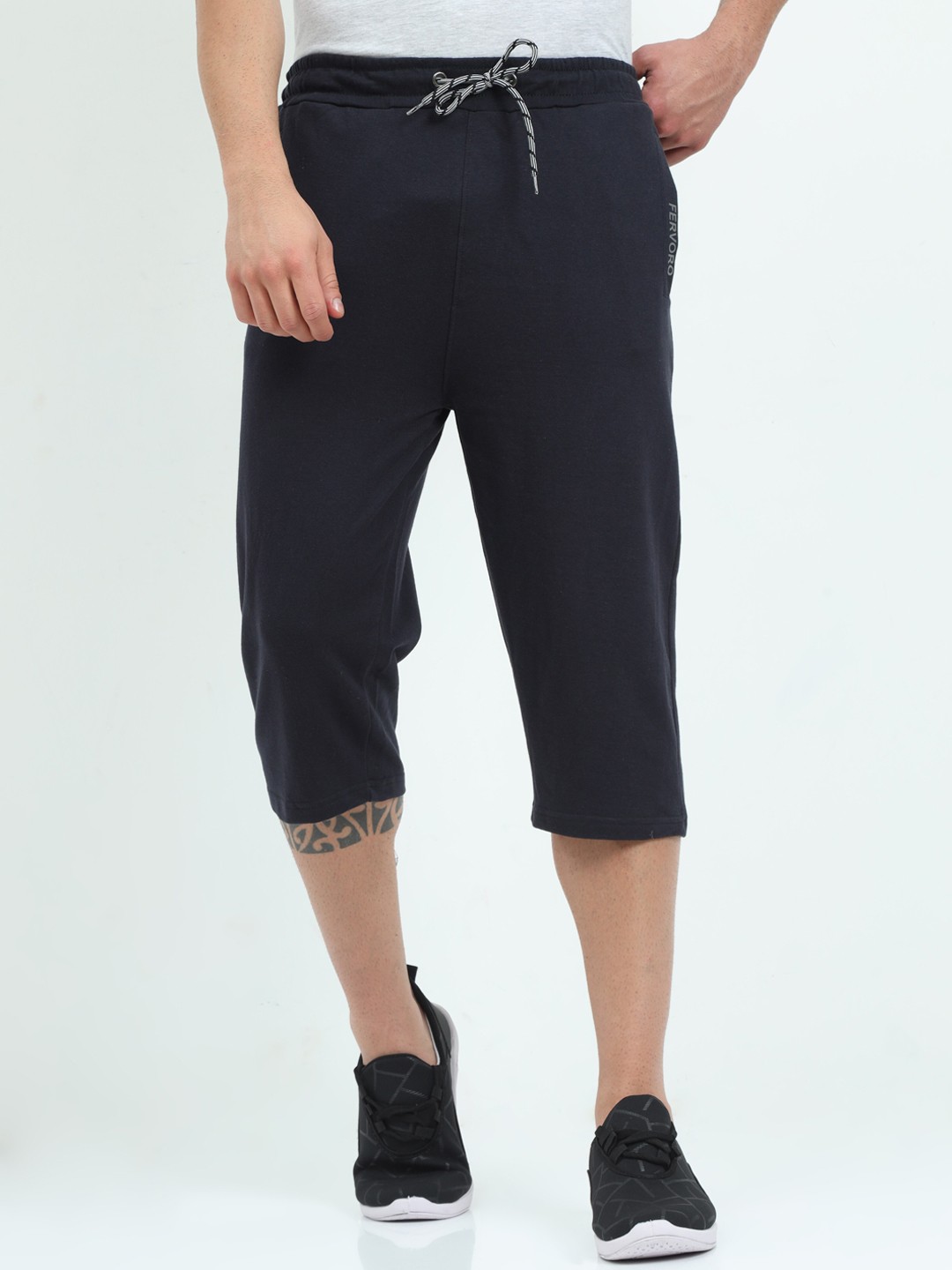 

ARDEUR Men Black Three-Fourth Training Or Gym Track Pant