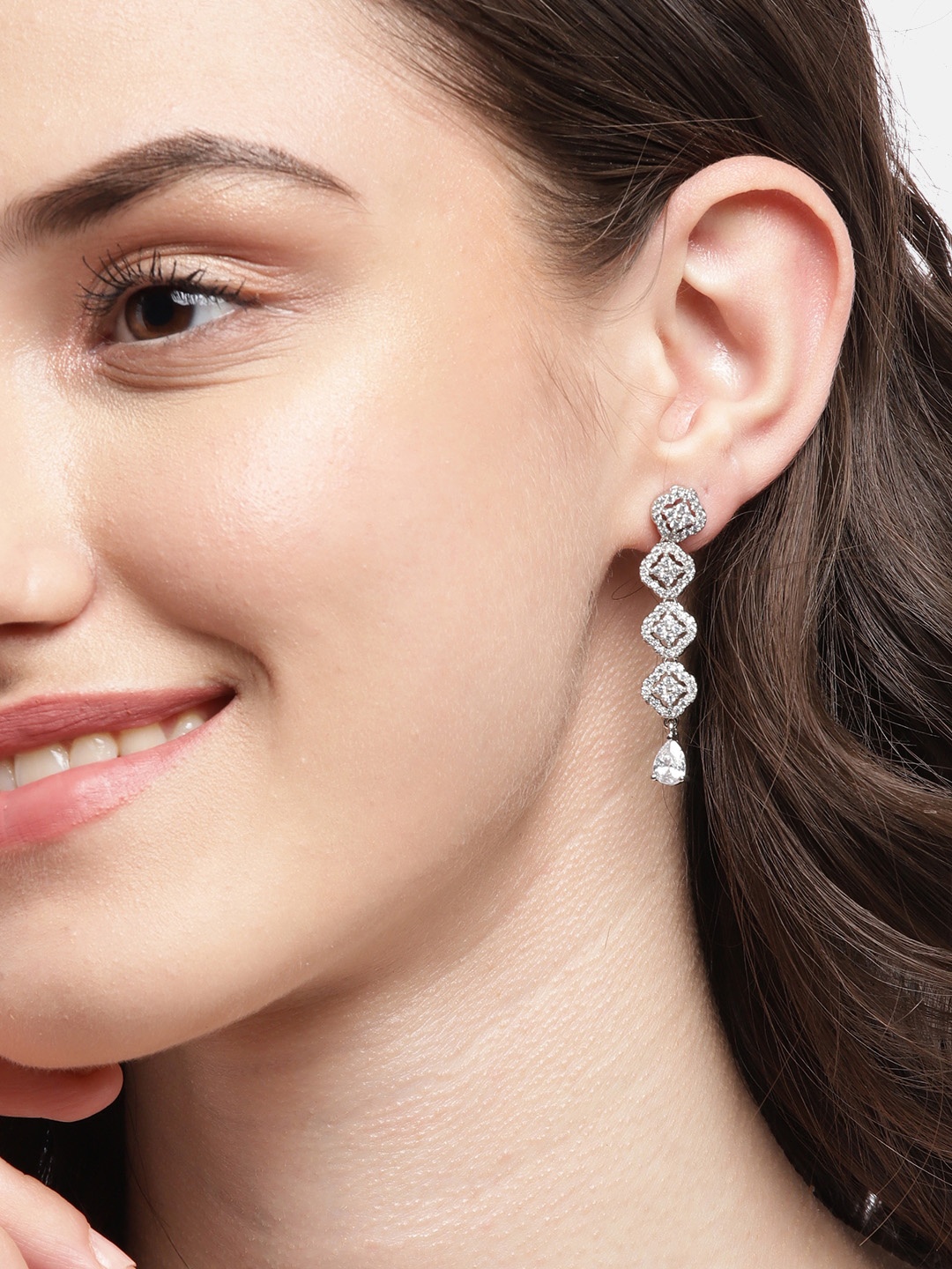 

Ishin Silver-Plated Square Shaped Drop Earrings