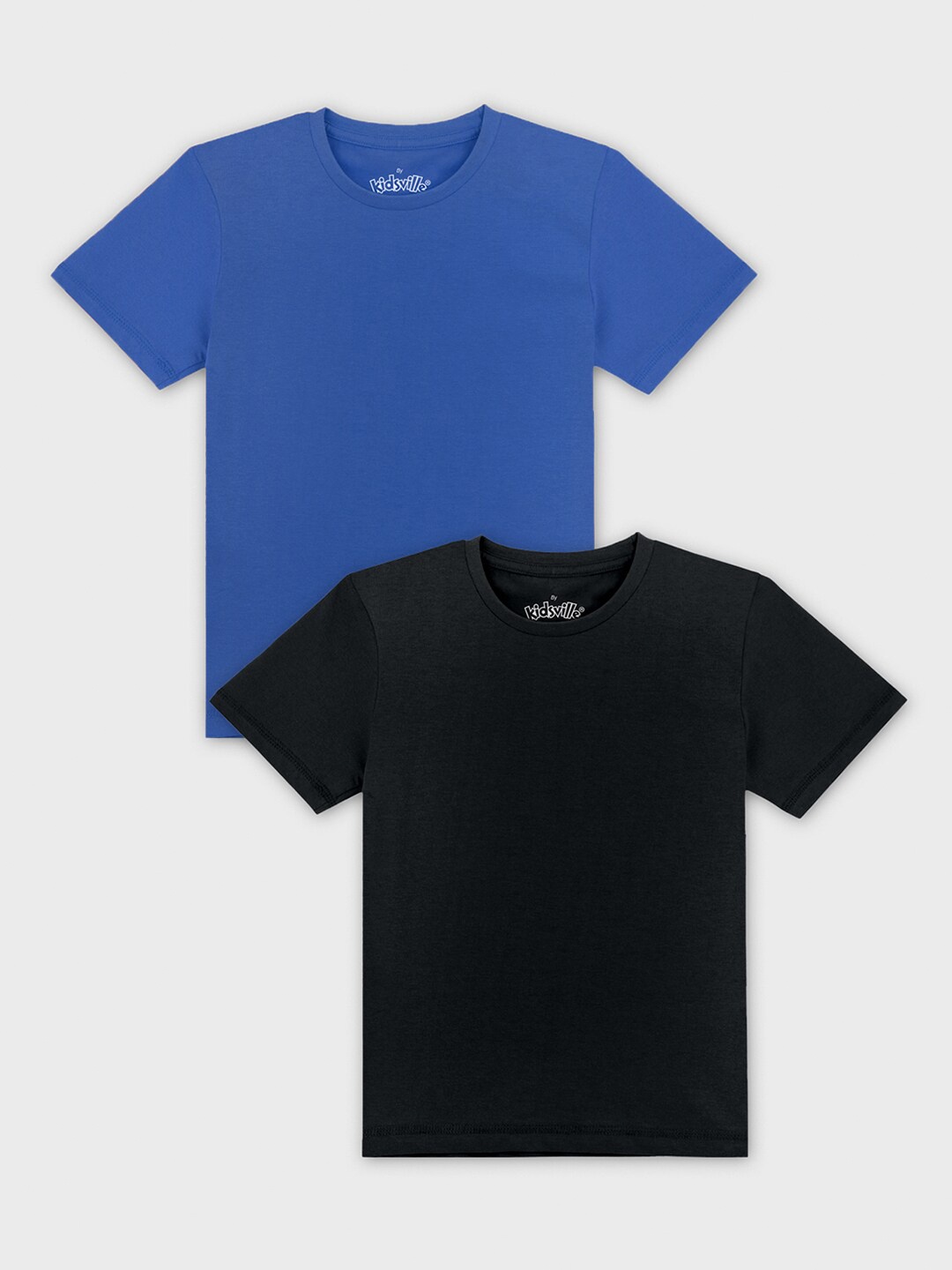 

Kids Ville Boys Blue & Black Set Of 2 Round-Neck T-shirt