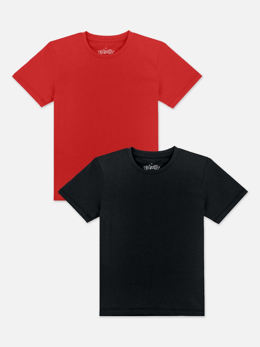 

Kids Ville Boys Red & Black Set Of 2 Round Neck T-shirt