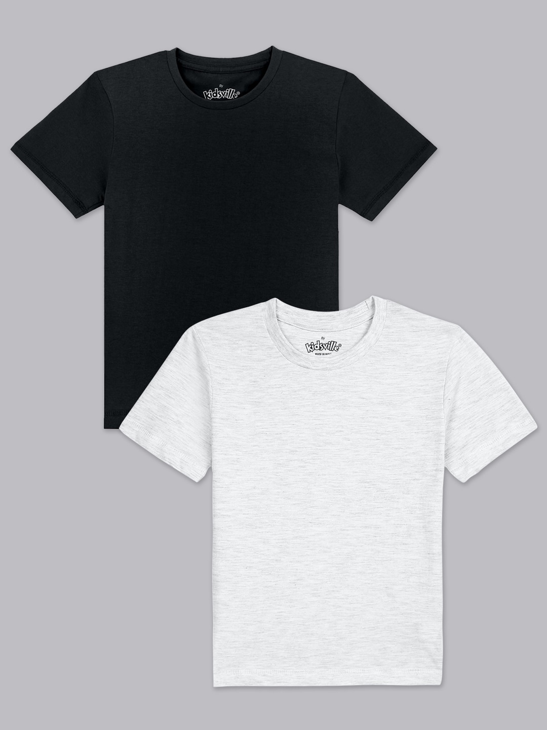 

Kids Ville Boys Black & White Set Of 2 Round Neck T-shirt