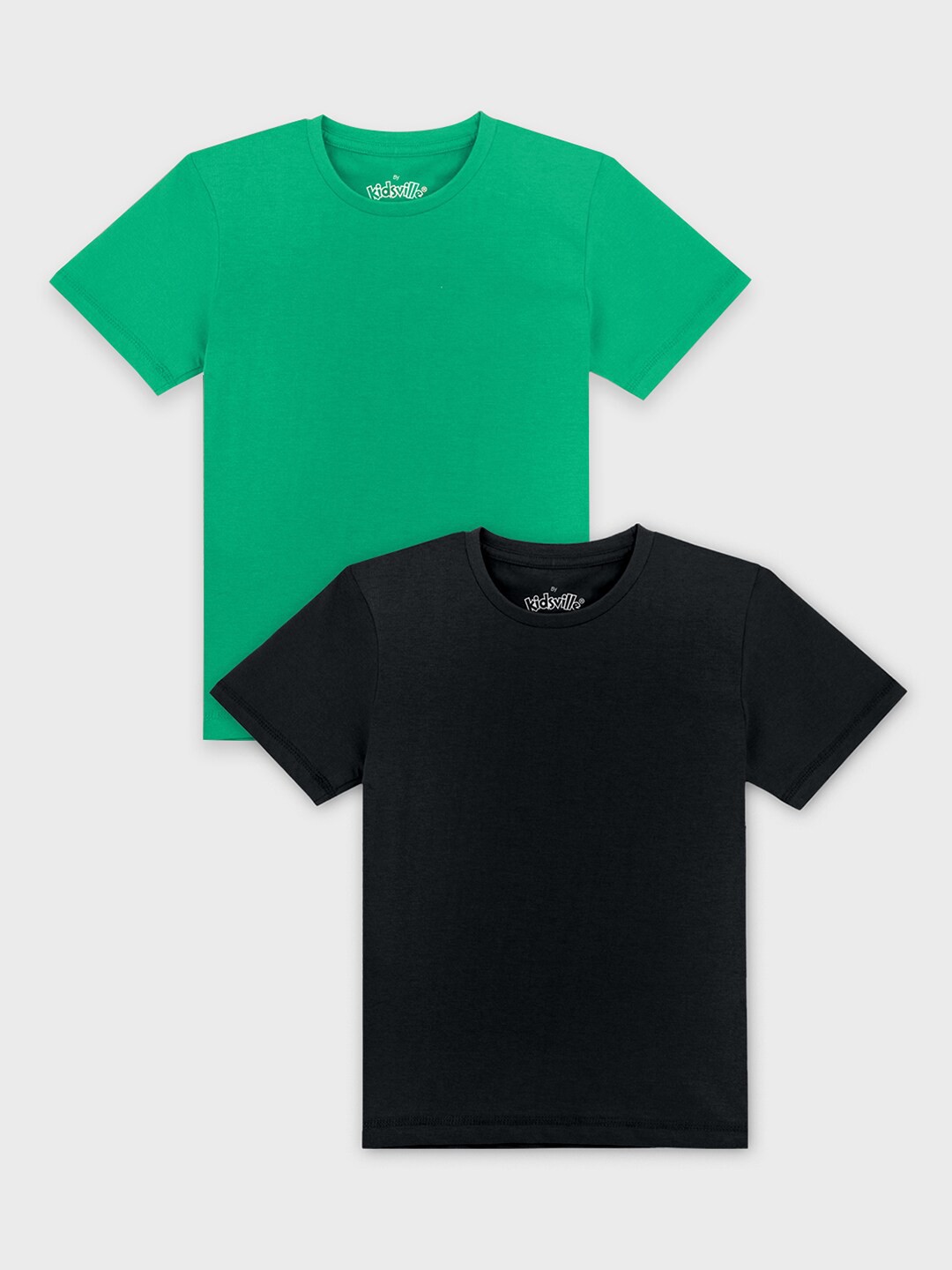 

Kids Ville Boys Green & Black Set Of 2 T-shirt