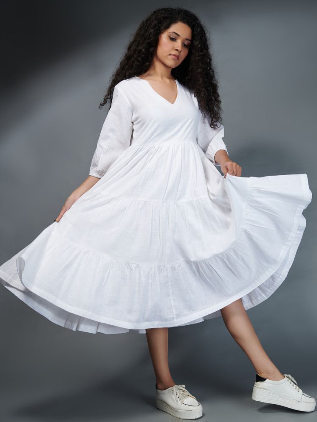 

the kaatn trail White Linen A-Line Dress