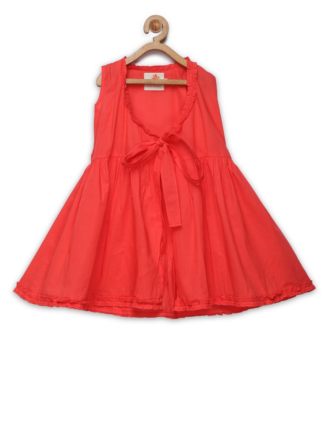 

charkhee Girls Red Ruffled Wrap Dress