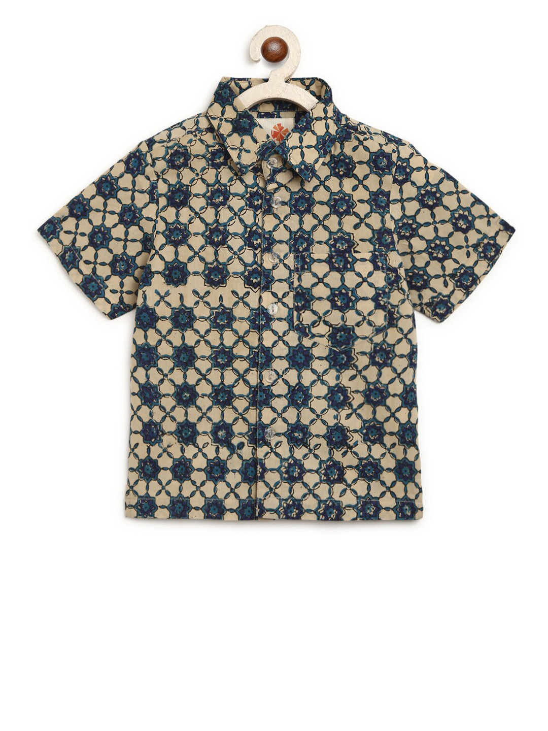 

charkhee Boys Beige Comfort Printed Casual Shirt