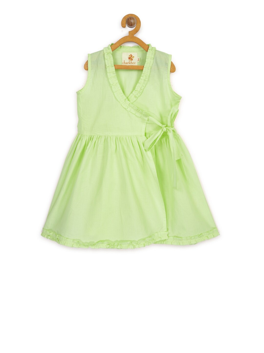 

charkhee Girls Green Wrap Dress